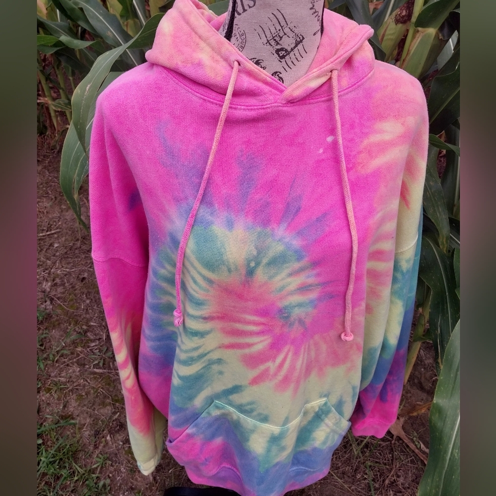 Exist Pink and Blue Tie-Dye Women's Sweater